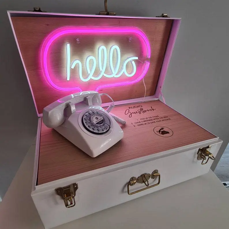 Audio guest book phone on a table