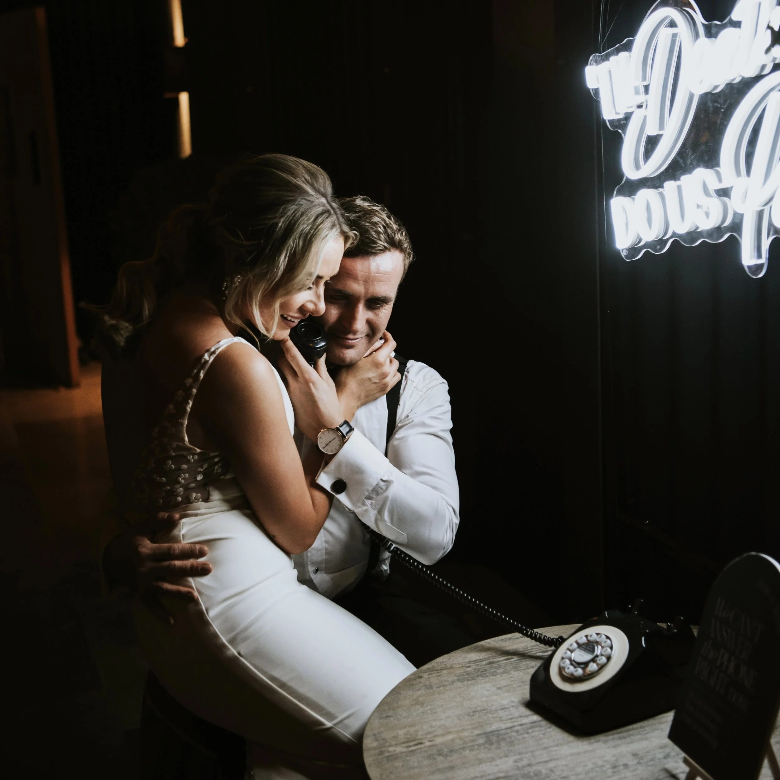 Audio guest book setup at a wedding venue