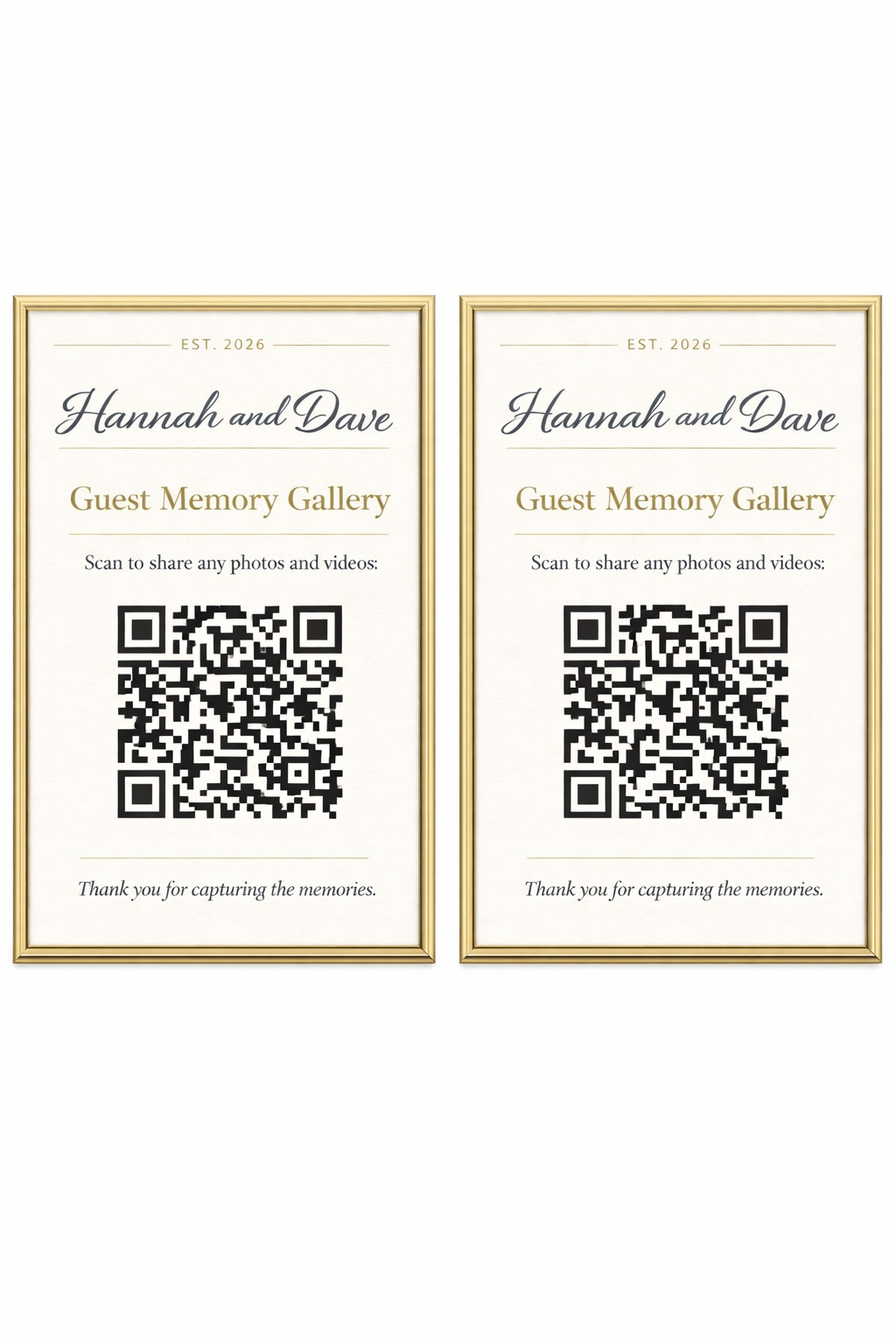 Framed guest memory gallery signs