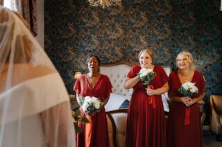 A good reveal photograph starts before anyone turns around.

Before Sarah & Brodie’s wedding at Waterton Park, I knew Sarah’s bridesmaids hadn’t seen her dress. That gave me something specific to plan for: their faces when they finally did.

For the reveal, I framed Sarah in the foreground with the reactions in focus. You can see who they’re looking at, as well as how they respond. With her dad, the wider frame gives you the scene; the closer one lets his expression carry it.

That’s the value of getting to know your plans before the wedding. It helps me be ready for the moments you can’t pause and do again.

Planning your day? Tell me what you’re most looking forward to, and let’s talk about photographing it.